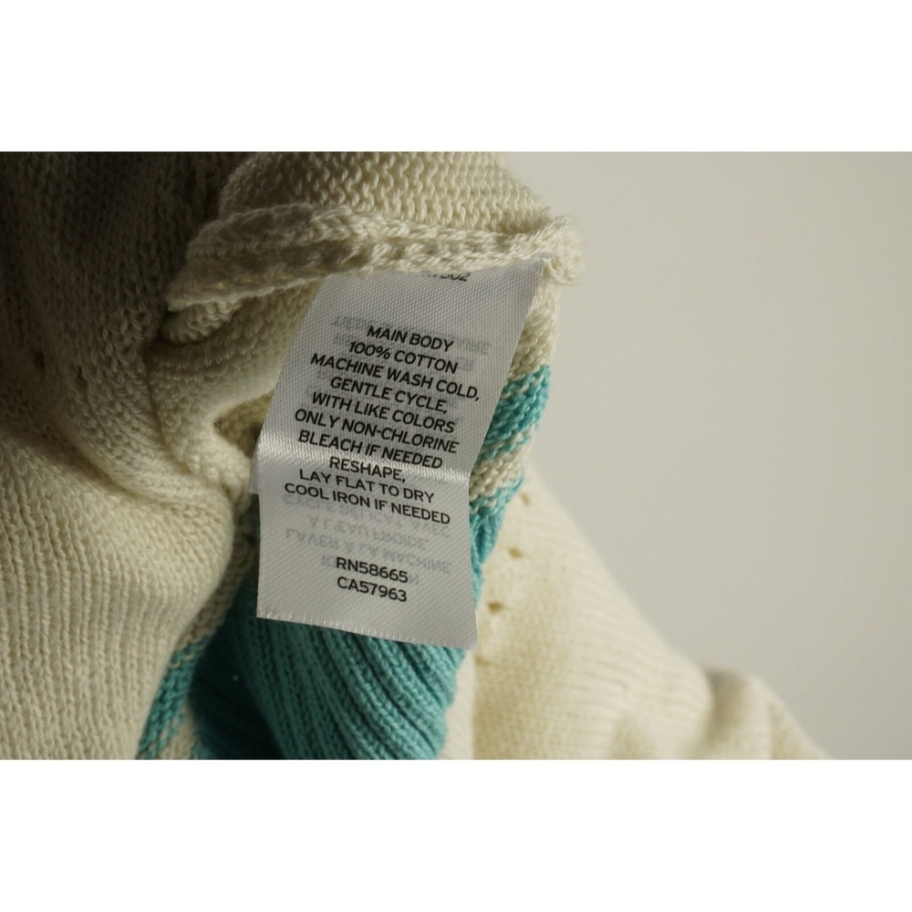New BP Womens‎ Size L Ivory & Blue Crochet Floral Tipped Collared V-Neck Sweater - Picture 7 of 8